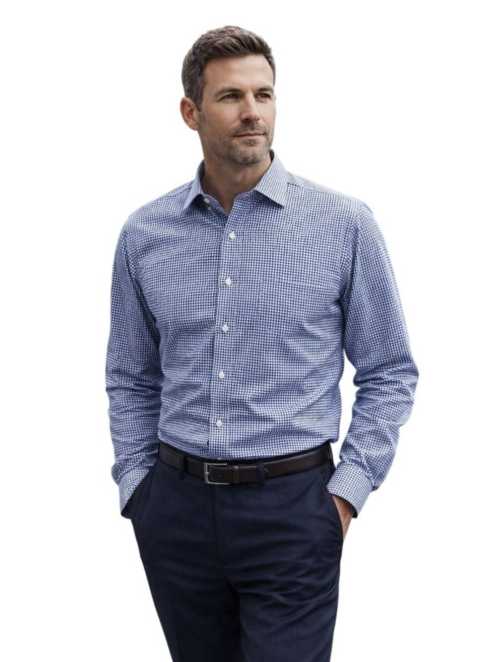 Brooks Brothers Madison Fit Non-Iron Supima Cotton Blue Gingham Dress Shirt 17-3
